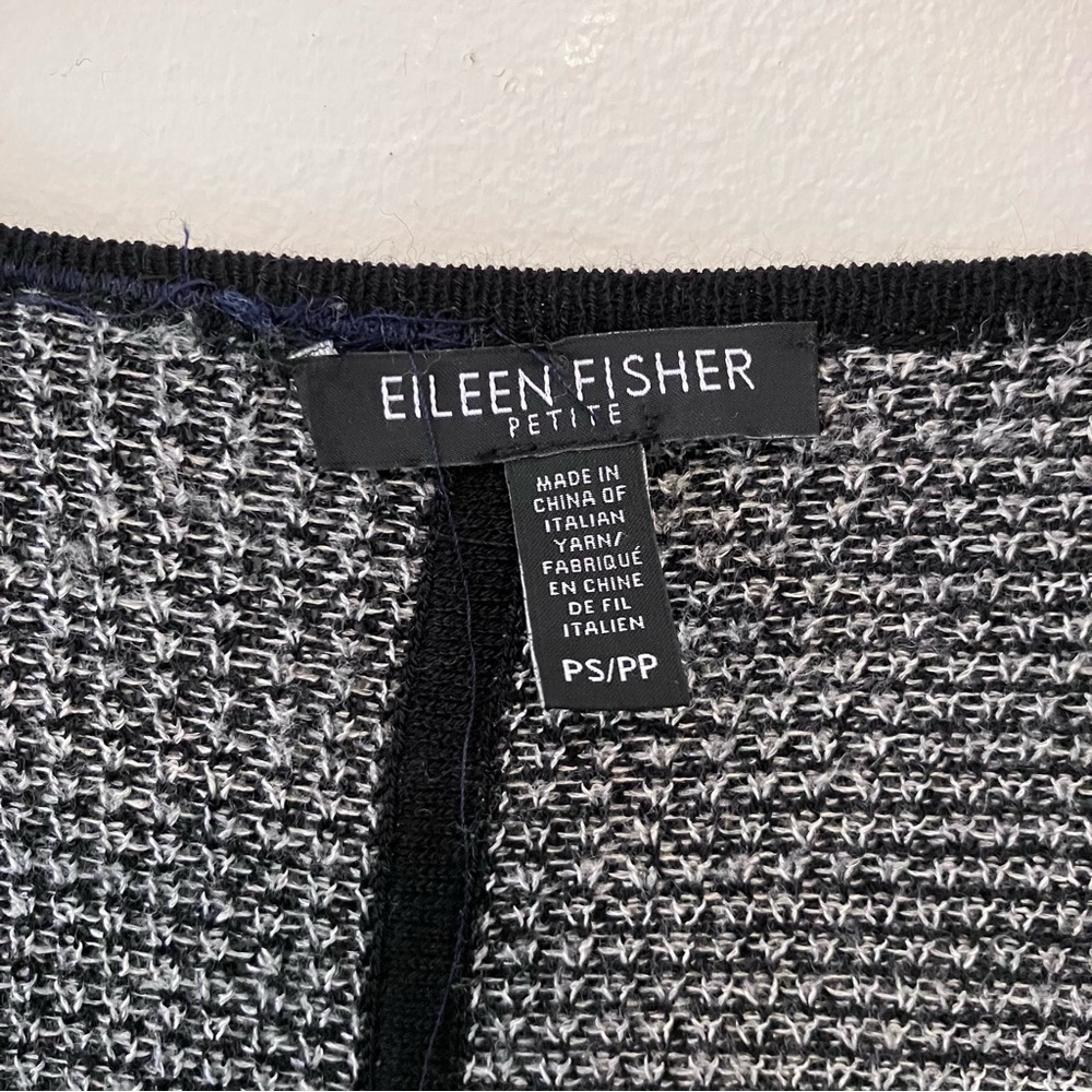 Eileen Fisher Long Cardigan Wool Linen Blend Open Front Petite Small Lagenlook - Picture 2 of 10